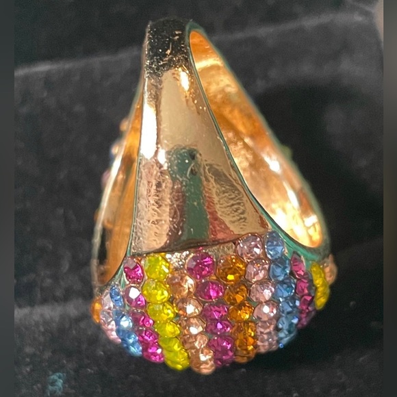 Multi-Colored Crystal Gold Toned Dome Ring-sz 8.25 - Picture 8 of 9